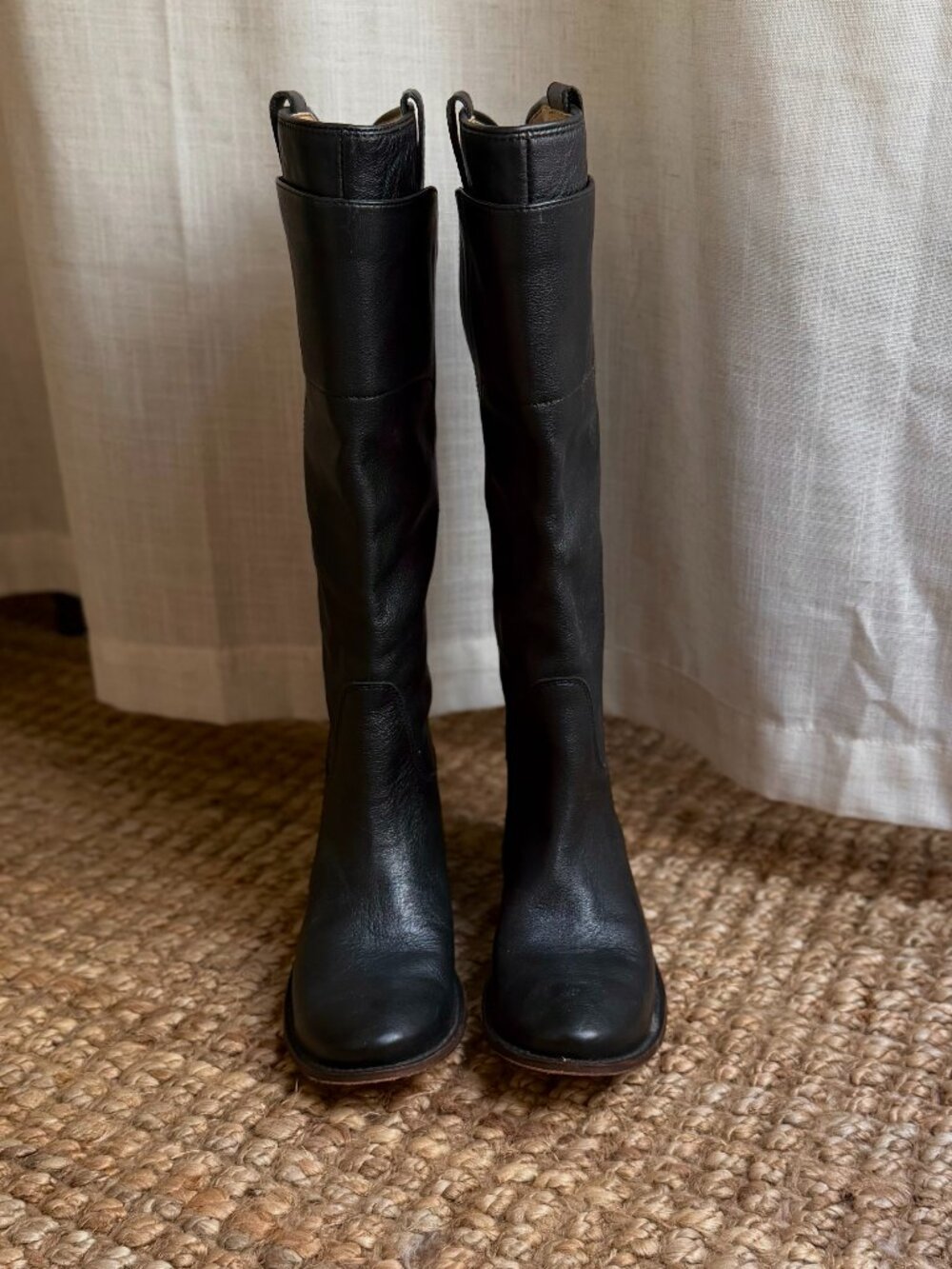 Frye Carson Black Leather Tall Riding Boots Size 6